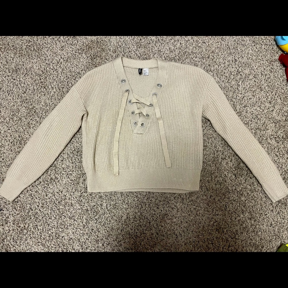 Lace Up Knit Sweater